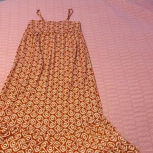 Mossimo Supply Co. Rust Geometric Print Spaghetti Strap Maxi Dress